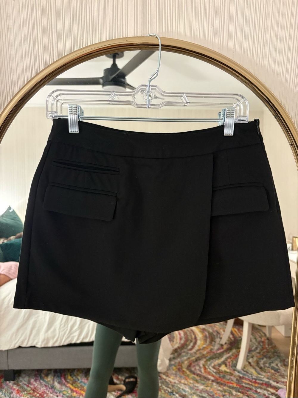 Classic Black Tailored Skort with Flap Pockets